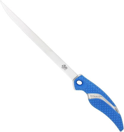 9" Fillet Flex Titanium Bonded Corrosion Resistant Stainless Steel Blade Fish Knife with Precision Ground Flex Edge & Non-Slip Scale Pattern Grip | For Freshwater & Saltwater Use