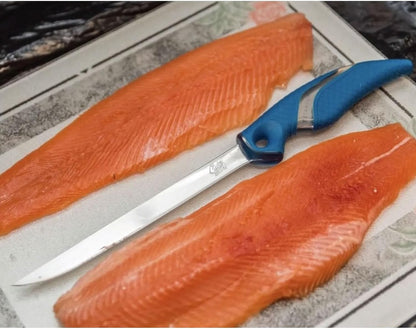 9" Fillet Flex Titanium Bonded Corrosion Resistant Stainless Steel Blade Fish Knife with Precision Ground Flex Edge & Non-Slip Scale Pattern Grip | For Freshwater & Saltwater Use