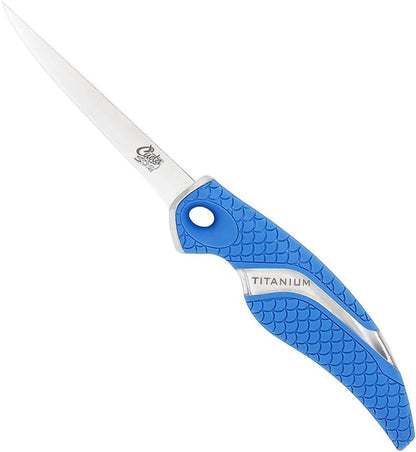9" Fillet Flex Titanium Bonded Corrosion Resistant Stainless Steel Blade Fish Knife with Precision Ground Flex Edge & Non-Slip Scale Pattern Grip | For Freshwater & Saltwater Use