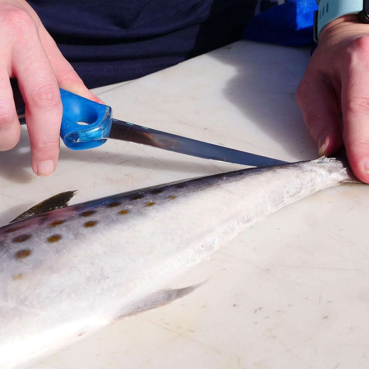 9" Fillet Flex Titanium Bonded Corrosion Resistant Stainless Steel Blade Fish Knife with Precision Ground Flex Edge & Non-Slip Scale Pattern Grip | For Freshwater & Saltwater Use
