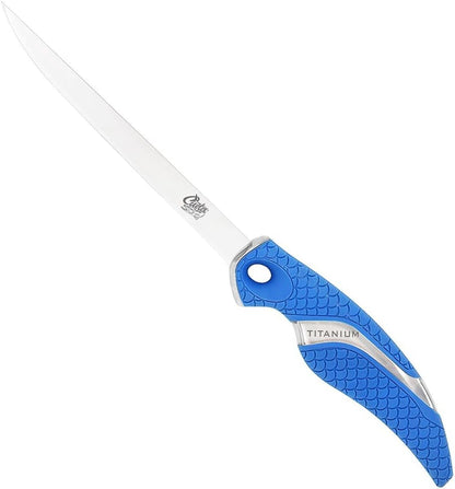 9" Fillet Flex Titanium Bonded Corrosion Resistant Stainless Steel Blade Fish Knife with Precision Ground Flex Edge & Non-Slip Scale Pattern Grip | For Freshwater & Saltwater Use