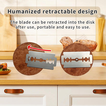 Artisan UFO Bread Lame for Sourdough Bread Baking, Premium Wooden Sourdough Scoring Tool with CNC Engraved Design, 5 Replaceable Razor Blades & PU Storage Case for Home Bakers Lovers Gifts
