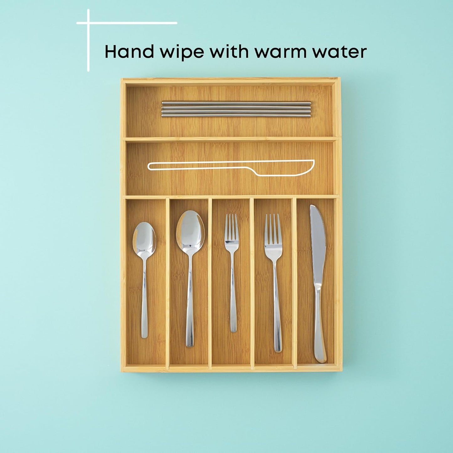 Bamboo Drawer Organizer, 7-Compartment Silverware Organizer, Cutlery and Utensil Organizer, Drawer Organizers for Garage, Kitchen, and Bathroom, Organizer Drawers for Kitchen Utensils