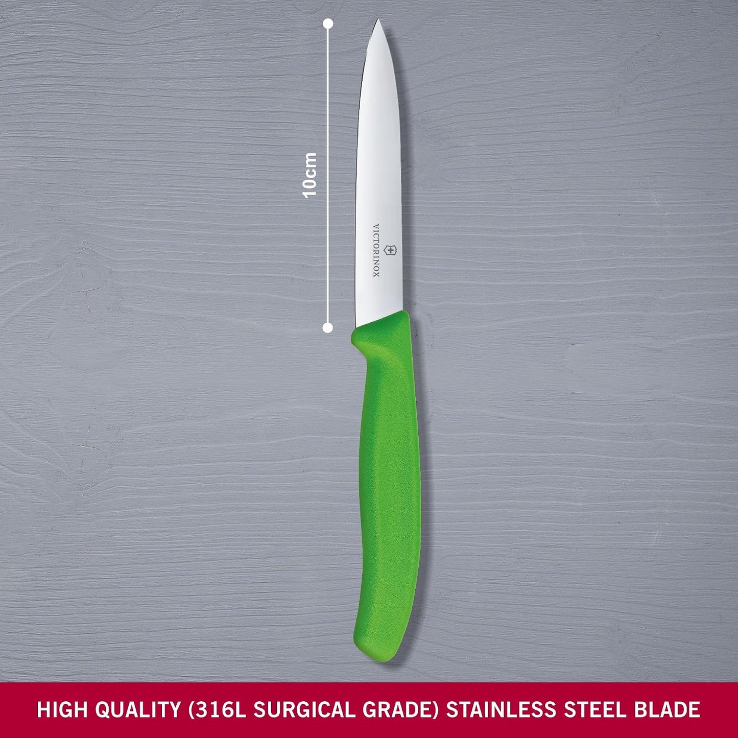 6.7706.L114 Swiss Classic Paring Knife for Cutting and Preparing Fruit and Vegetables Straight Blade in Green, 3.9 inches