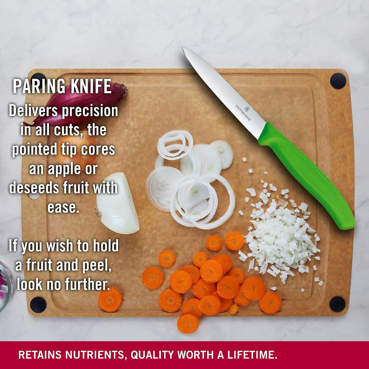 6.7706.L114 Swiss Classic Paring Knife for Cutting and Preparing Fruit and Vegetables Straight Blade in Green, 3.9 inches