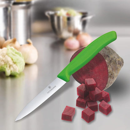 6.7706.L114 Swiss Classic Paring Knife for Cutting and Preparing Fruit and Vegetables Straight Blade in Green, 3.9 inches