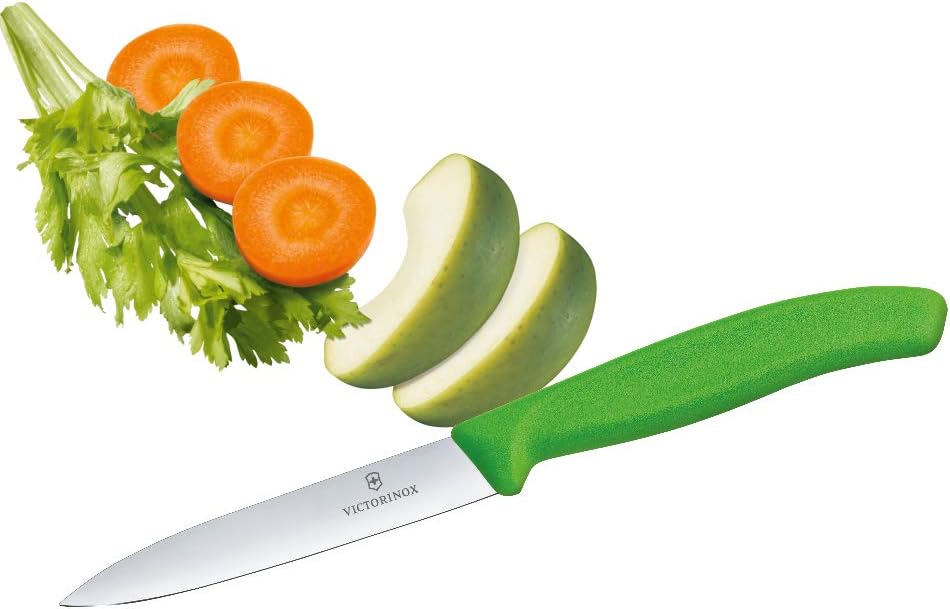 6.7706.L114 Swiss Classic Paring Knife for Cutting and Preparing Fruit and Vegetables Straight Blade in Green, 3.9 inches