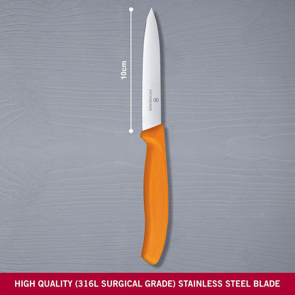 6.7706.L114 Swiss Classic Paring Knife for Cutting and Preparing Fruit and Vegetables Straight Blade in Green, 3.9 inches