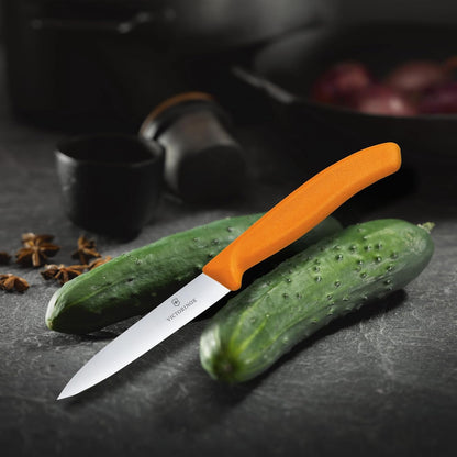 6.7706.L114 Swiss Classic Paring Knife for Cutting and Preparing Fruit and Vegetables Straight Blade in Green, 3.9 inches