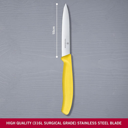 6.7706.L114 Swiss Classic Paring Knife for Cutting and Preparing Fruit and Vegetables Straight Blade in Green, 3.9 inches