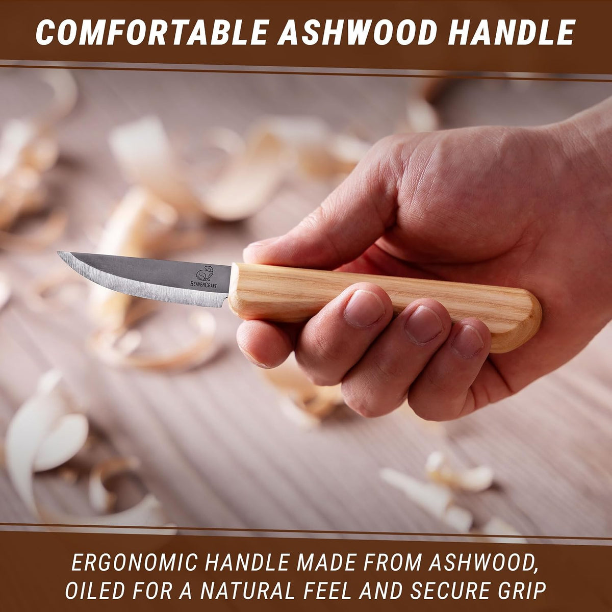 Whittling Knife C1M - Sloyd Chip Wood Carving Knife Carbon Steel - Small Whittling Knives for General and Detail, Delicate Cutting - Wood Carving Tools for Beginners and Professionals