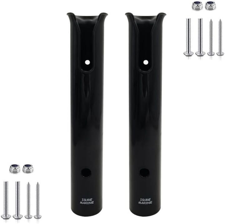 Fishing Rod Holder Bracket Wall Mounted Boat Side Mount Tool Holder Tube Links with Screws 2/3/4/6 Pole Tube (White/Black)