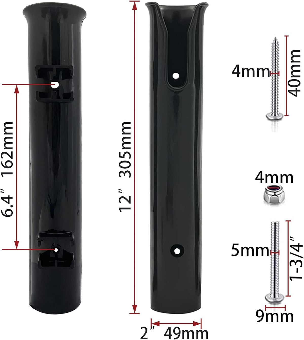 Fishing Rod Holder Bracket Wall Mounted Boat Side Mount Tool Holder Tube Links with Screws 2/3/4/6 Pole Tube (White/Black)
