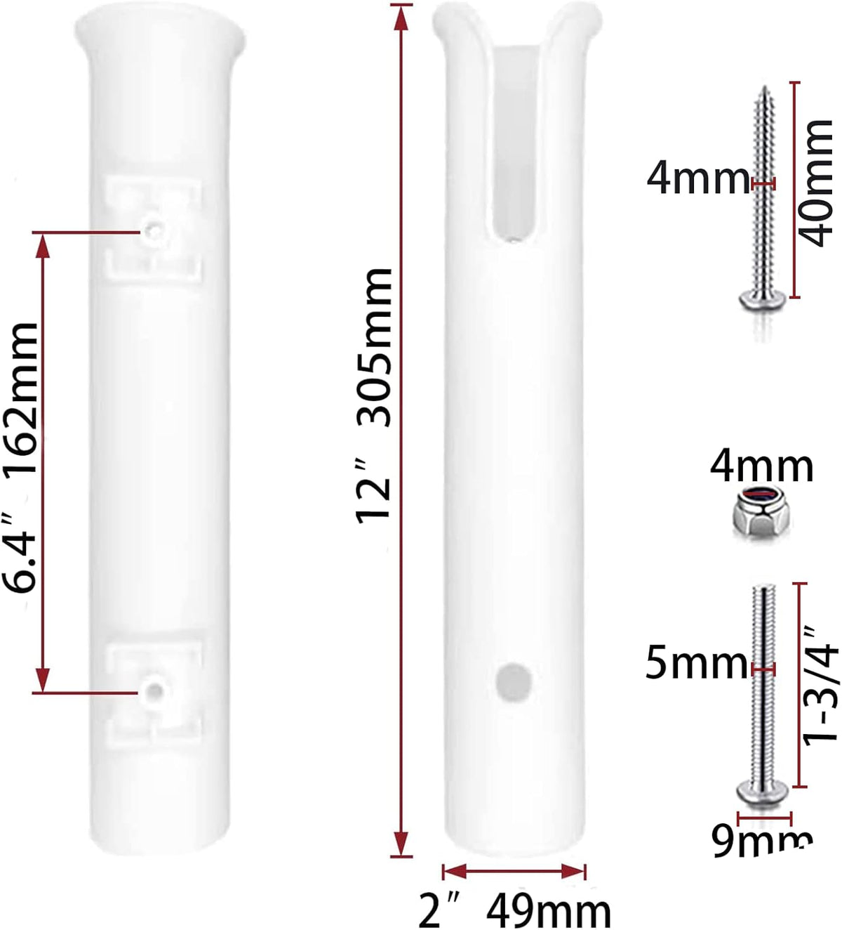 Fishing Rod Holder Bracket Wall Mounted Boat Side Mount Tool Holder Tube Links with Screws 2/3/4/6 Pole Tube (White/Black)