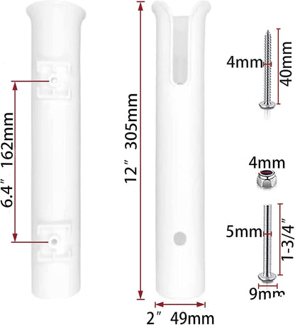 Fishing Rod Holder Bracket Wall Mounted Boat Side Mount Tool Holder Tube Links with Screws 2/3/4/6 Pole Tube (White/Black)
