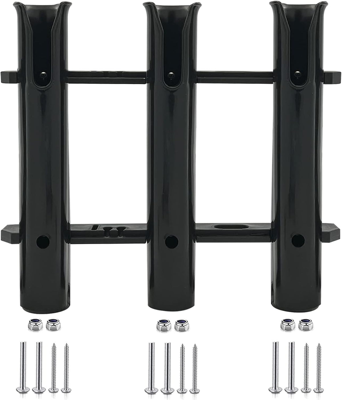Fishing Rod Holder Bracket Wall Mounted Boat Side Mount Tool Holder Tube Links with Screws 2/3/4/6 Pole Tube (White/Black)