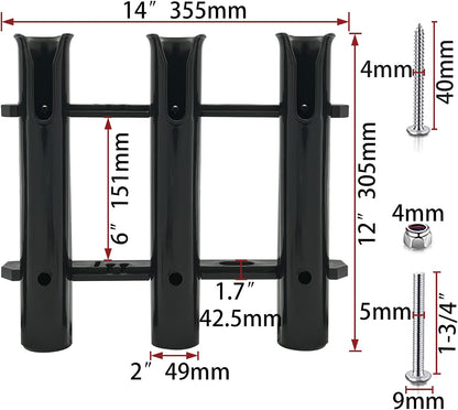 Fishing Rod Holder Bracket Wall Mounted Boat Side Mount Tool Holder Tube Links with Screws 2/3/4/6 Pole Tube (White/Black)
