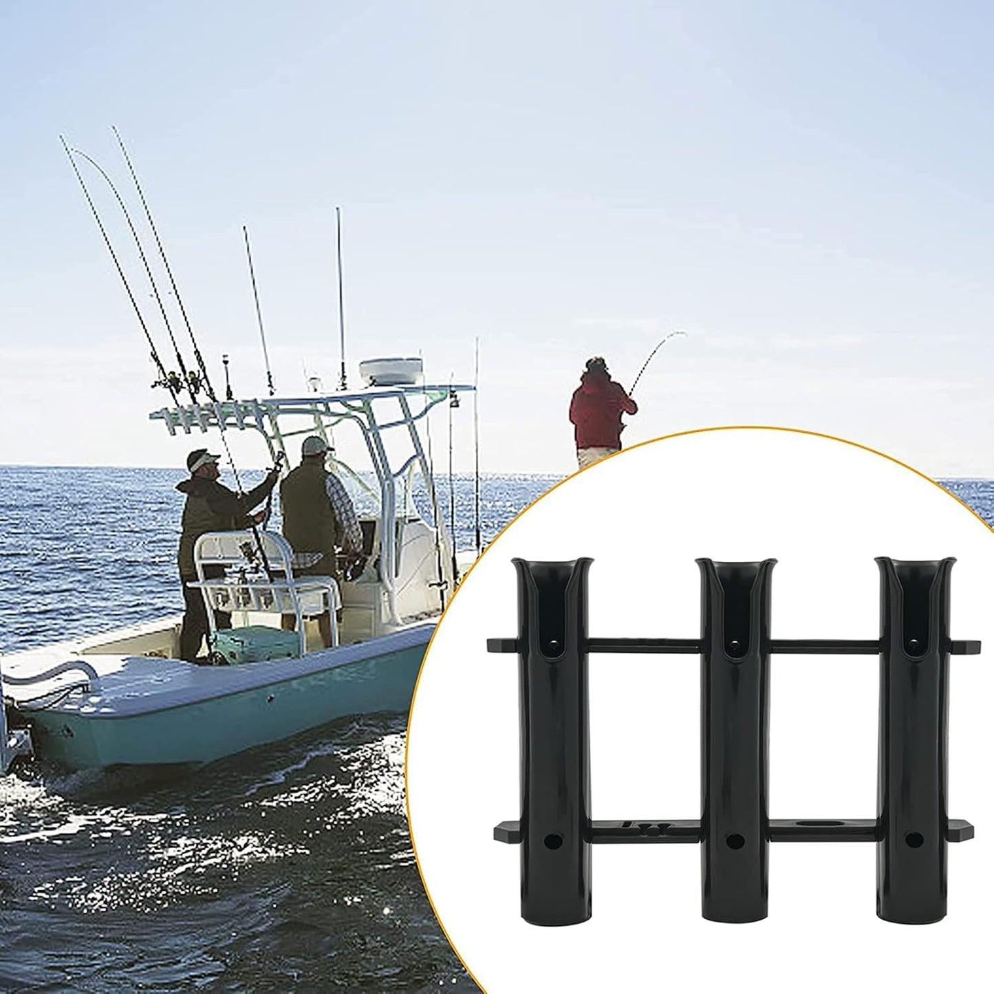 Fishing Rod Holder Bracket Wall Mounted Boat Side Mount Tool Holder Tube Links with Screws 2/3/4/6 Pole Tube (White/Black)