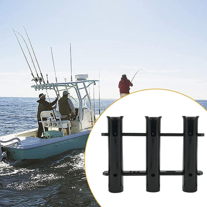 Fishing Rod Holder Bracket Wall Mounted Boat Side Mount Tool Holder Tube Links with Screws 2/3/4/6 Pole Tube (White/Black)