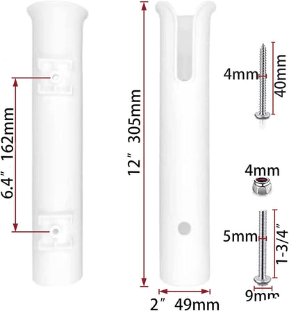 Fishing Rod Holder Bracket Wall Mounted Boat Side Mount Tool Holder Tube Links with Screws 2/3/4/6 Pole Tube (White/Black)