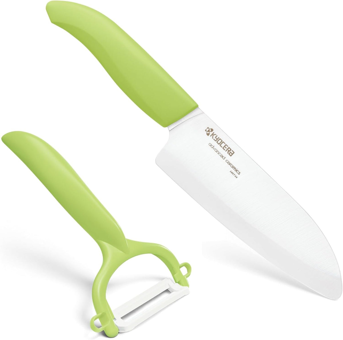 Advanced Ceramic Revolution Series 5-1/2-inch Santoku Knife and Y Peeler Set, Black,White