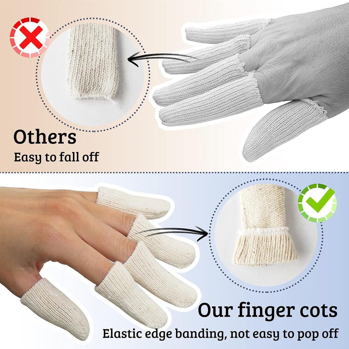 5 Pcs Cotton Finger Cots, Reusable Finger Protectors for Cuts Wounds, Arthritis, Eczema, Bruises, Calluses, Cracking Thumbs Healing, Fingernail Caps/Stall/Cushion/Cover (Not 5 Pairs)
