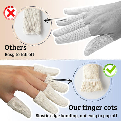 5 Pcs Cotton Finger Cots, Reusable Finger Protectors for Cuts Wounds, Arthritis, Eczema, Bruises, Calluses, Cracking Thumbs Healing, Fingernail Caps/Stall/Cushion/Cover (Not 5 Pairs)