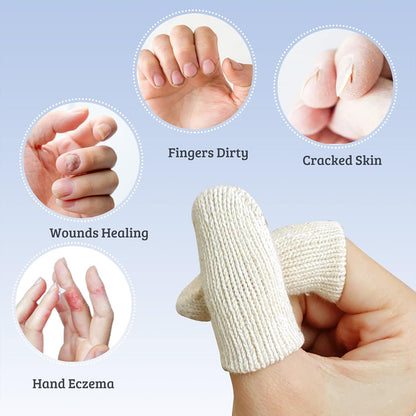 5 Pcs Cotton Finger Cots, Reusable Finger Protectors for Cuts Wounds, Arthritis, Eczema, Bruises, Calluses, Cracking Thumbs Healing, Fingernail Caps/Stall/Cushion/Cover (Not 5 Pairs)