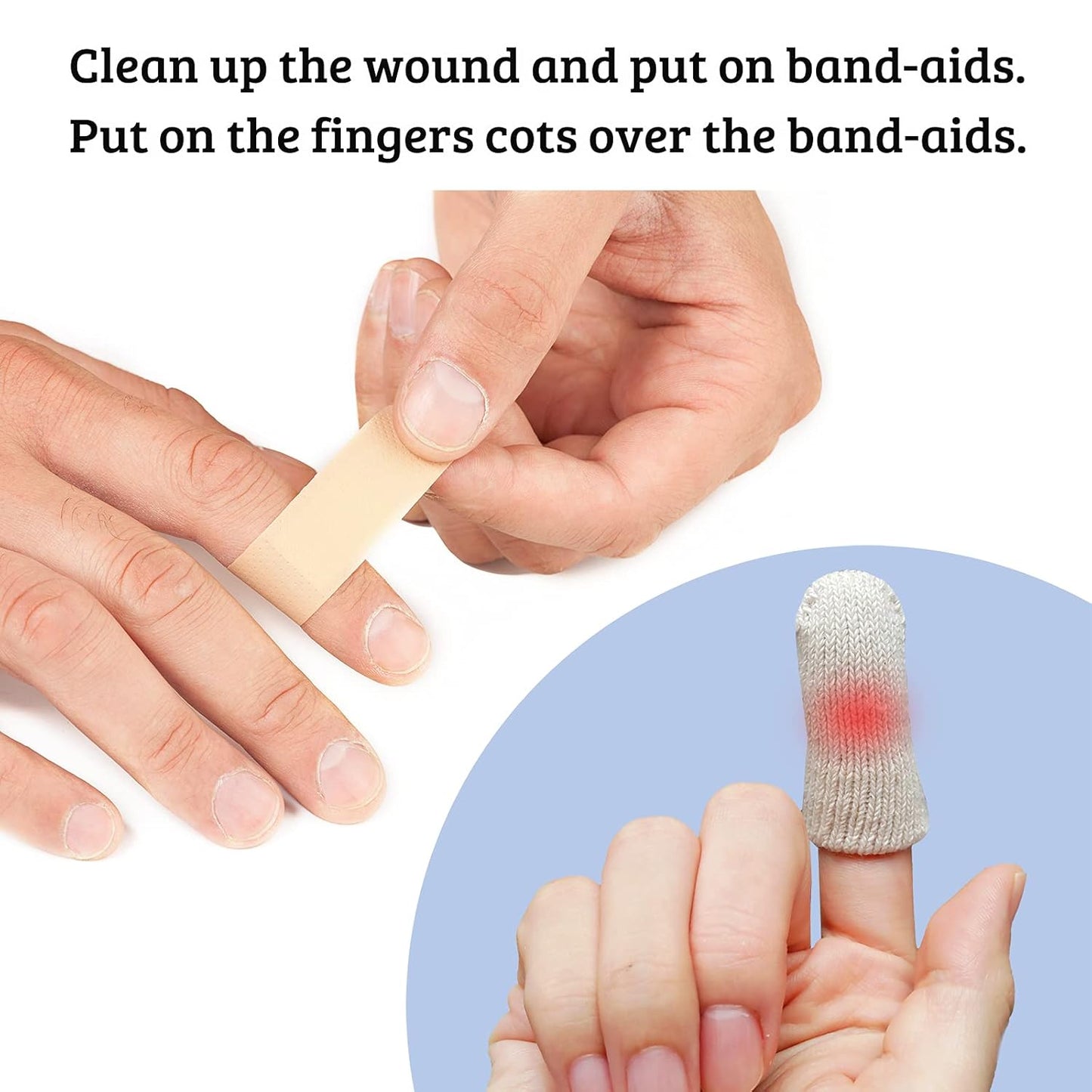5 Pcs Cotton Finger Cots, Reusable Finger Protectors for Cuts Wounds, Arthritis, Eczema, Bruises, Calluses, Cracking Thumbs Healing, Fingernail Caps/Stall/Cushion/Cover (Not 5 Pairs)