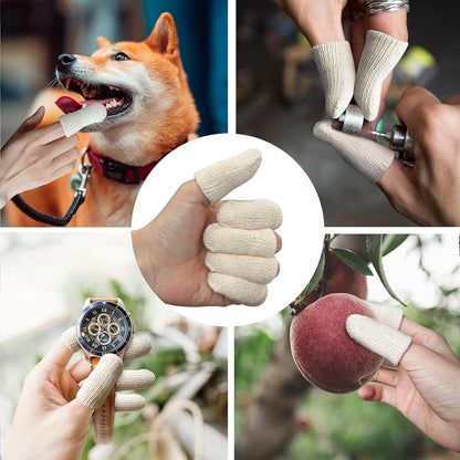 5 Pcs Cotton Finger Cots, Reusable Finger Protectors for Cuts Wounds, Arthritis, Eczema, Bruises, Calluses, Cracking Thumbs Healing, Fingernail Caps/Stall/Cushion/Cover (Not 5 Pairs)