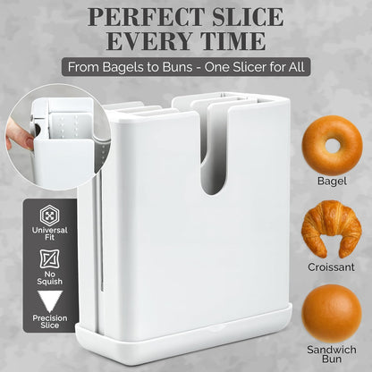 Bagel Cutter Slicer – Precision Bagel Slicer with Auto-Center Holder – Compact 7-Inch Space-Saving Design for Even Cutting Large and Small Bread at Home or Café Kitchen - Black
