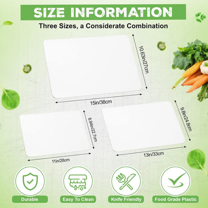 120 Count 3 Size Disposable Cutting Board Sheets Bulk Flexible Plastic Cutting Mat 15" x 11", 13" x 10" and 11" x 9" Assorted Sizes Chopping Boards for Kitchen and Commercial Use