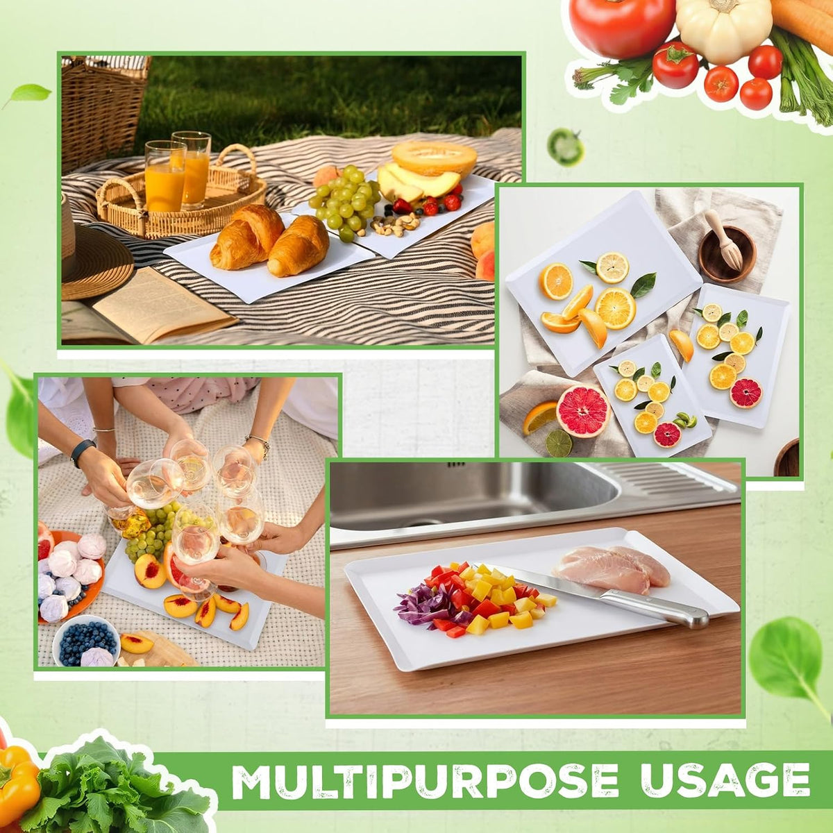 120 Count 3 Size Disposable Cutting Board Sheets Bulk Flexible Plastic Cutting Mat 15" x 11", 13" x 10" and 11" x 9" Assorted Sizes Chopping Boards for Kitchen and Commercial Use