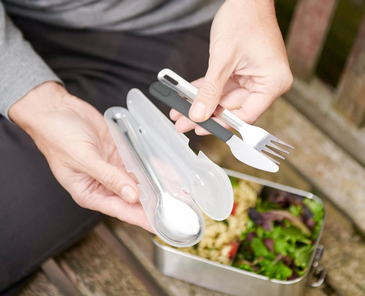 GoEat™ Stainless-steel Travel Cutlery utensil Set - Knife, Fork & Spoon, Green