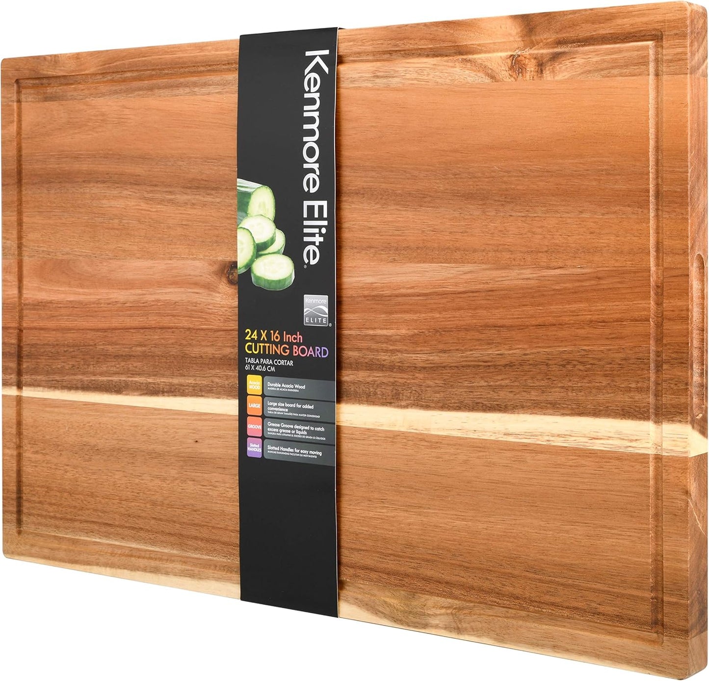 Kenosha Extra Large Acacia Wood Cutting Board, 24 x 16 Inch – Heavy Duty Chopping Board with Juice Groove for Meat, Vegetables & Meal Prep