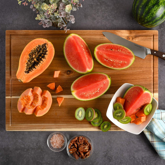 Kenosha Extra Large Acacia Wood Cutting Board, 24 x 16 Inch – Heavy Duty Chopping Board with Juice Groove for Meat, Vegetables & Meal Prep