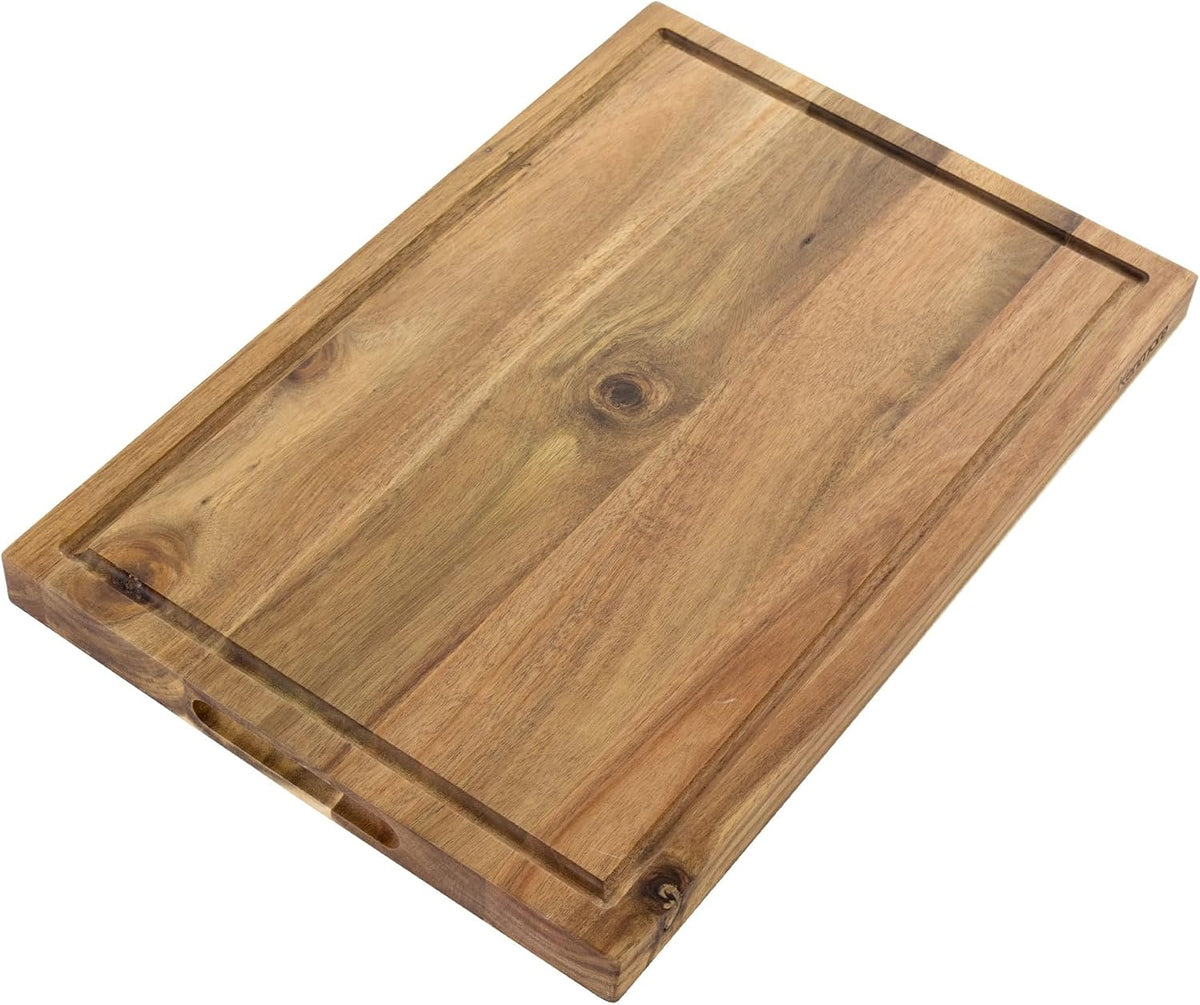 Kenosha Extra Large Acacia Wood Cutting Board, 24 x 16 Inch – Heavy Duty Chopping Board with Juice Groove for Meat, Vegetables & Meal Prep