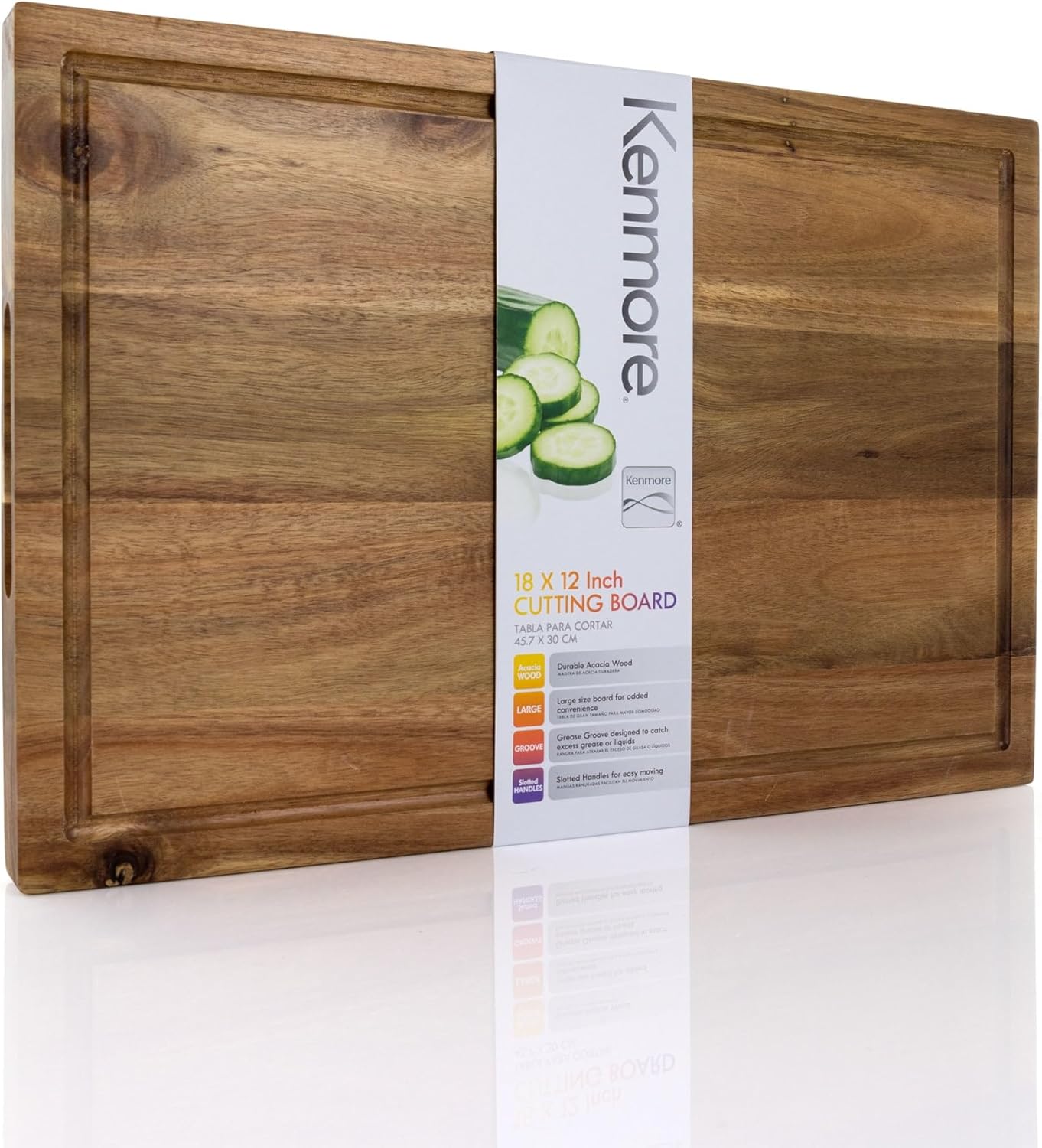 Kenosha Extra Large Acacia Wood Cutting Board, 24 x 16 Inch – Heavy Duty Chopping Board with Juice Groove for Meat, Vegetables & Meal Prep