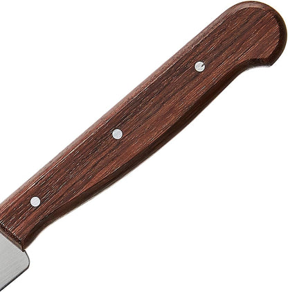 Wood 4-3/4-In Straight-Edge Steak Knife, Set of 6 | Triple-riveted modfied maple wood handle cutlery, Swiss made pointed-tip stainless steel blades for smooth meat slicing.