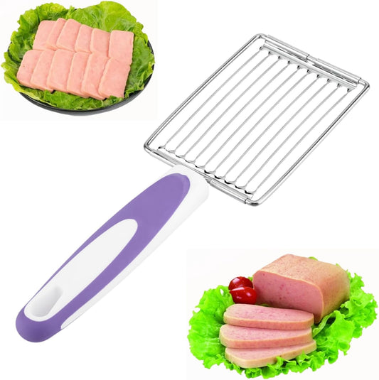 Tomato Cutter, Stainless Luncheon Meat Cutter Tomato Slicers Fruits Cutter Stainless Steel Meat Cutter with Handle for Soft Tomato Ham Egg(Purple)