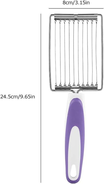 Tomato Cutter, Stainless Luncheon Meat Cutter Tomato Slicers Fruits Cutter Stainless Steel Meat Cutter with Handle for Soft Tomato Ham Egg(Purple)