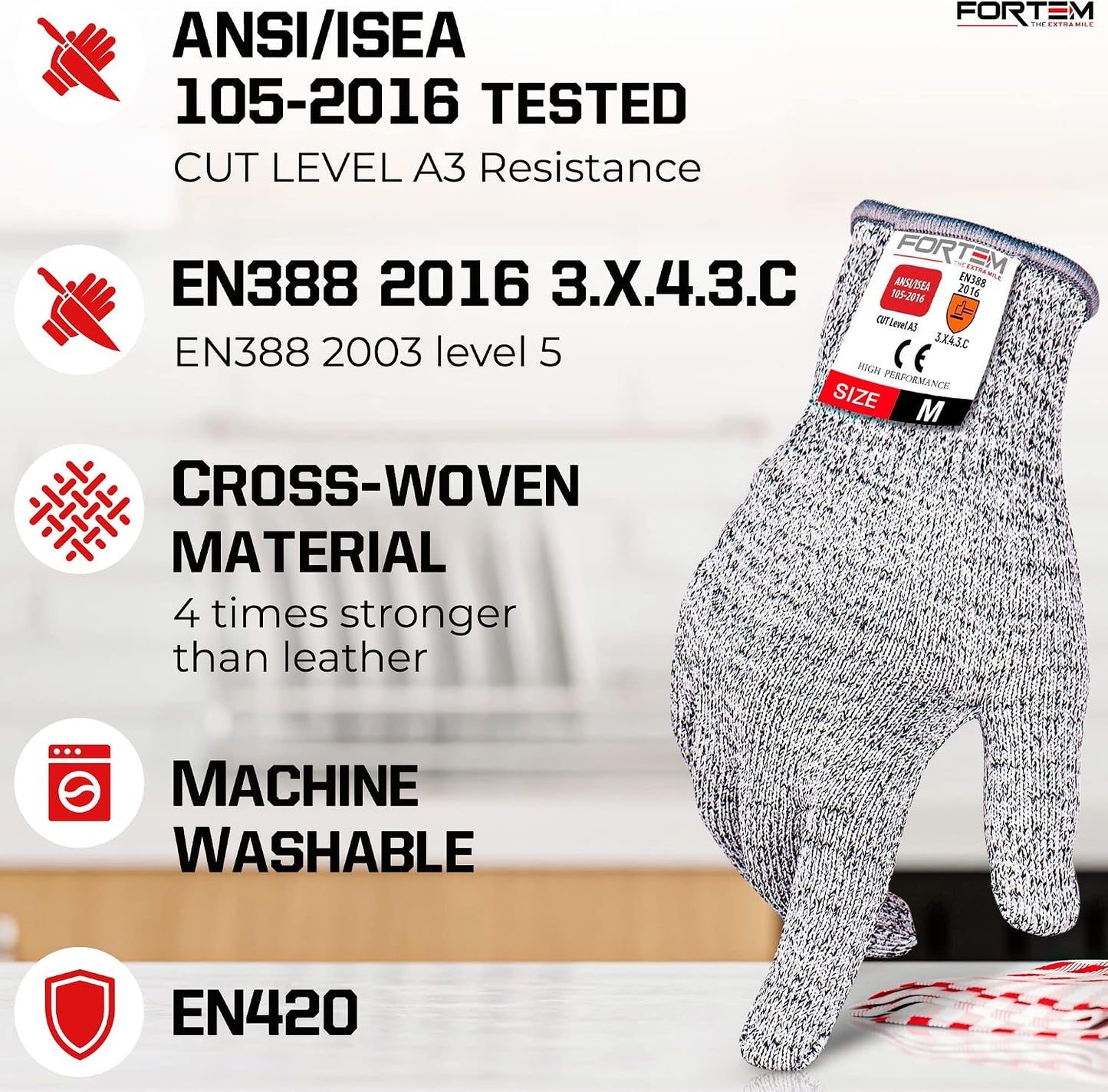 Cut Resistant Gloves, 4x, Level 5 Protection Cutting Gloves For Oyster Shucking, Kitchen Work, Food Grade
