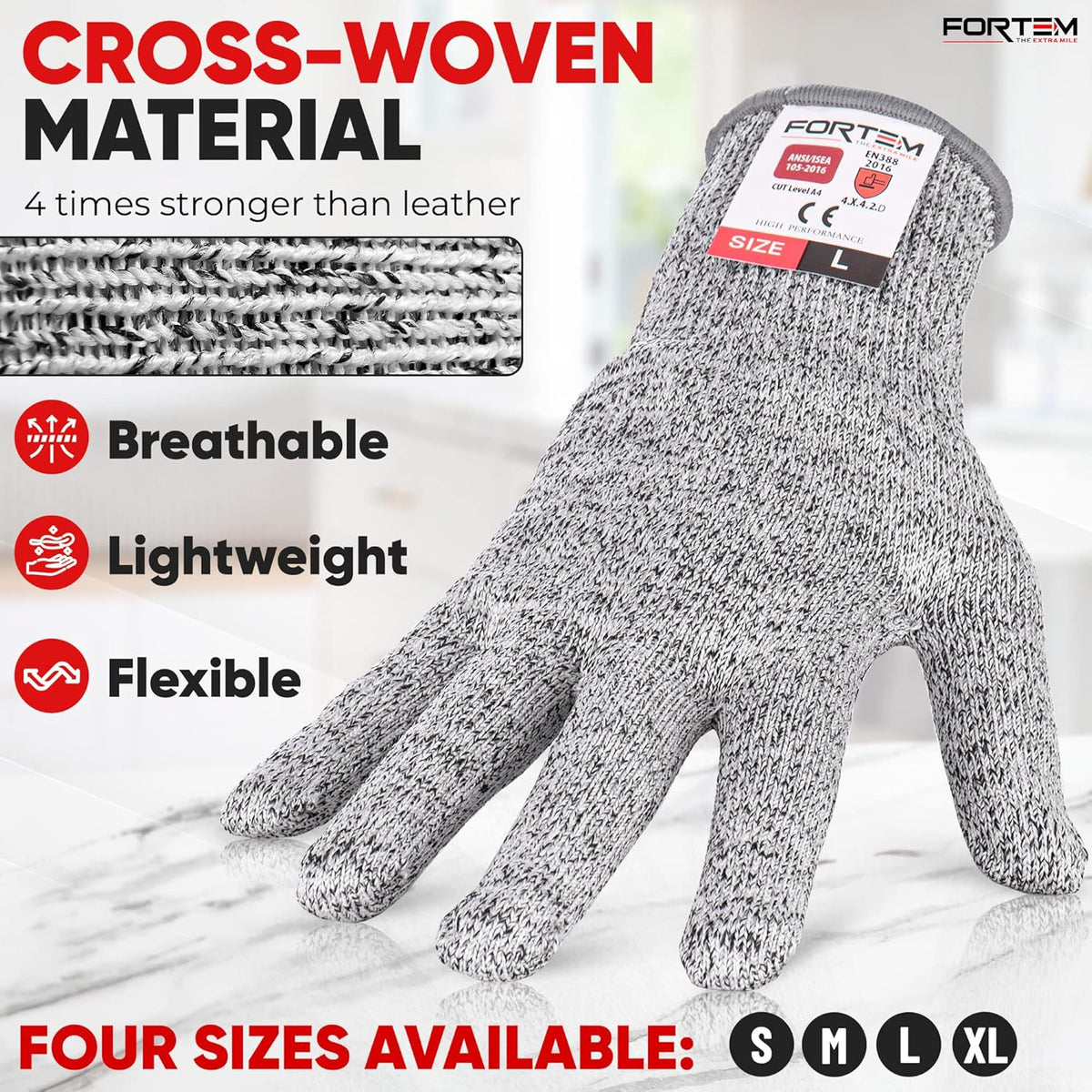 Cut Resistant Gloves, 4x, Level 5 Protection Cutting Gloves For Oyster Shucking, Kitchen Work, Food Grade