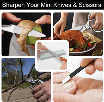 1000 Grit Mini Whetstone Knife Sharpener Stone, 4pcs 3.8in Kitchen Knife Sharpener for Pocket Knives, Pocket Sharpening Stone Set for Pedicure Kit, Blade Sharpening Stones for Scissors Gray
