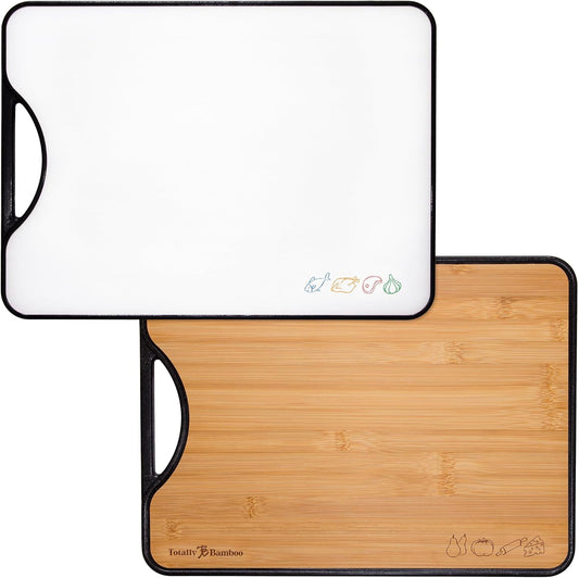 Poly-Boo Reversible Cutting Board – Dual-Sided with Bamboo & BPA-Free Poly Surfaces | 15" x 11" Meat & Vegetable Prep Board | Durable & Knife-Friendly