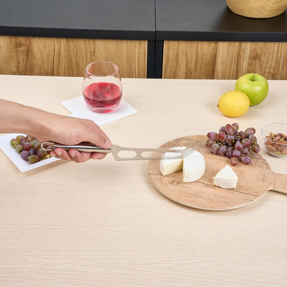 Stainless Steel Cheese Knife - 6 Pack - German Standard Soft Cheese Slicer with Non-Stick Blade, Forked Tip For Serving - Multi-Use Cheese Server, Knife for Tomato, Butter