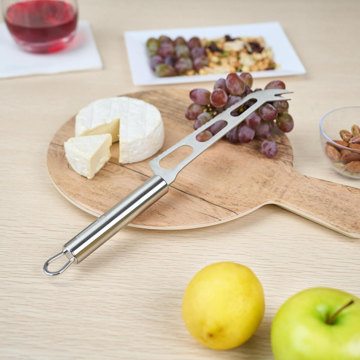 Stainless Steel Cheese Knife - 6 Pack - German Standard Soft Cheese Slicer with Non-Stick Blade, Forked Tip For Serving - Multi-Use Cheese Server, Knife for Tomato, Butter
