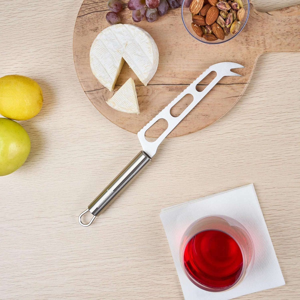 Stainless Steel Cheese Knife - 6 Pack - German Standard Soft Cheese Slicer with Non-Stick Blade, Forked Tip For Serving - Multi-Use Cheese Server, Knife for Tomato, Butter