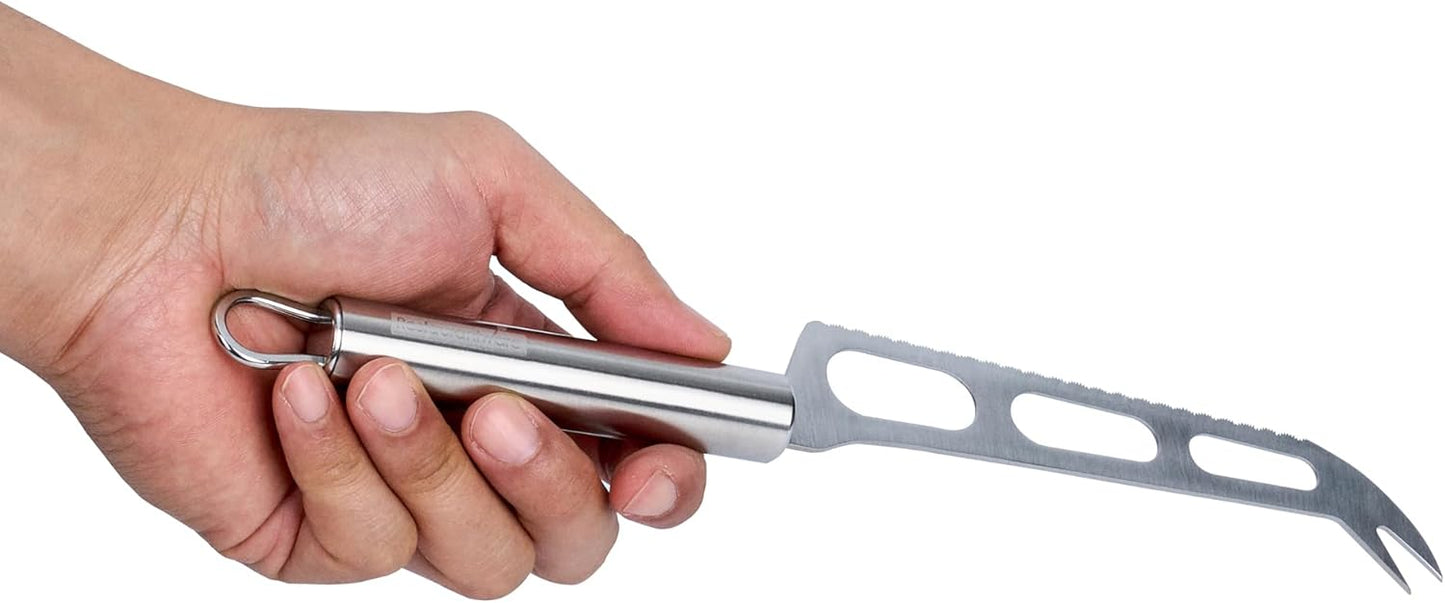 Stainless Steel Cheese Knife - 6 Pack - German Standard Soft Cheese Slicer with Non-Stick Blade, Forked Tip For Serving - Multi-Use Cheese Server, Knife for Tomato, Butter