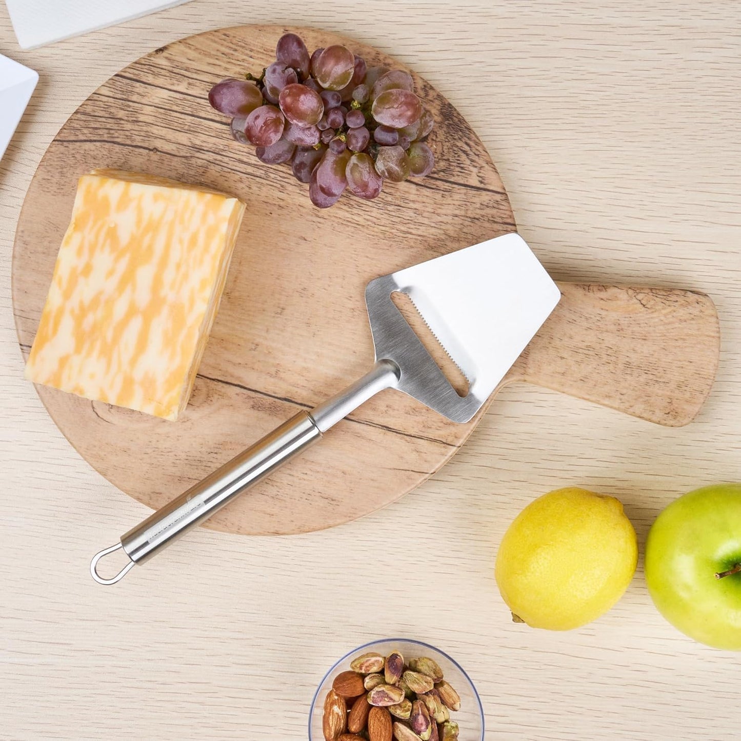 Stainless Steel Cheese Knife - 6 Pack - German Standard Soft Cheese Slicer with Non-Stick Blade, Forked Tip For Serving - Multi-Use Cheese Server, Knife for Tomato, Butter